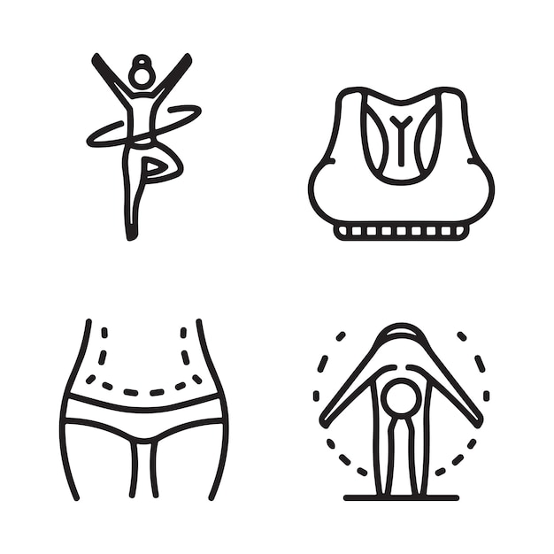 Vettore line icons related to wellness yoga wellbeing mental health healthcare cosmetics spa medical