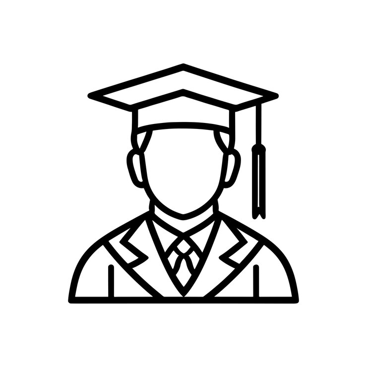 Vector line illustration of bachelor avatar