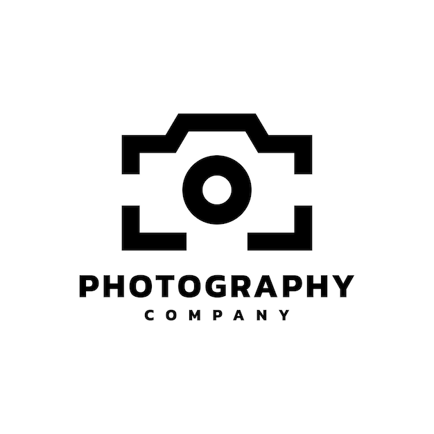 Линейная иллюстрация логотипа камеры фотокамеры для фотокомпании