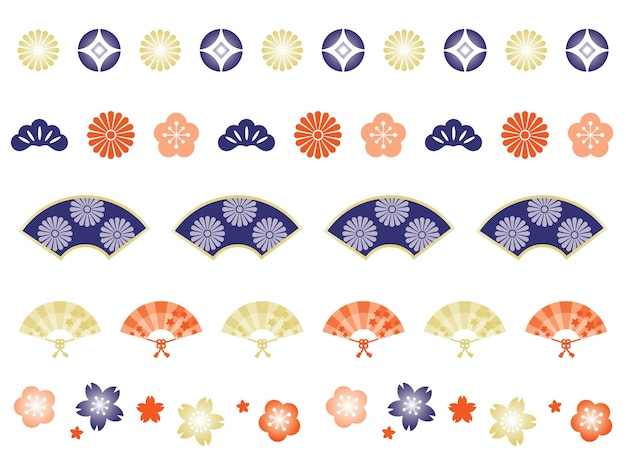 Line illustration of the floral design of New Year holidays