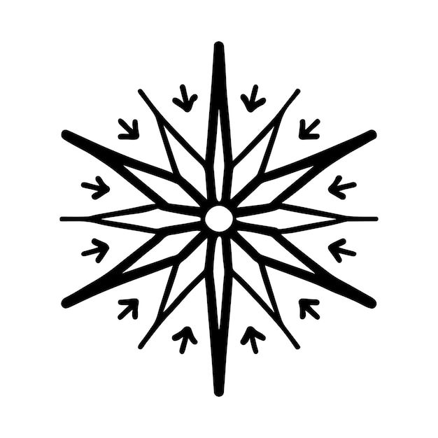 Vector line illustration of snowflake