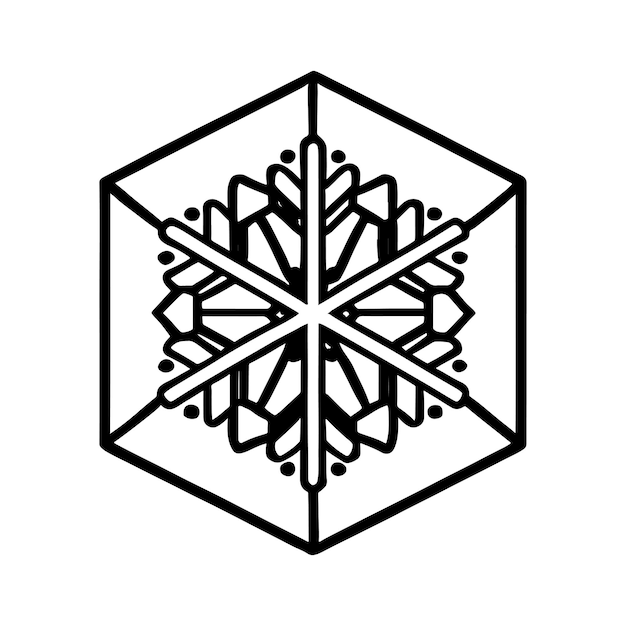 Vector line illustration of snowflake