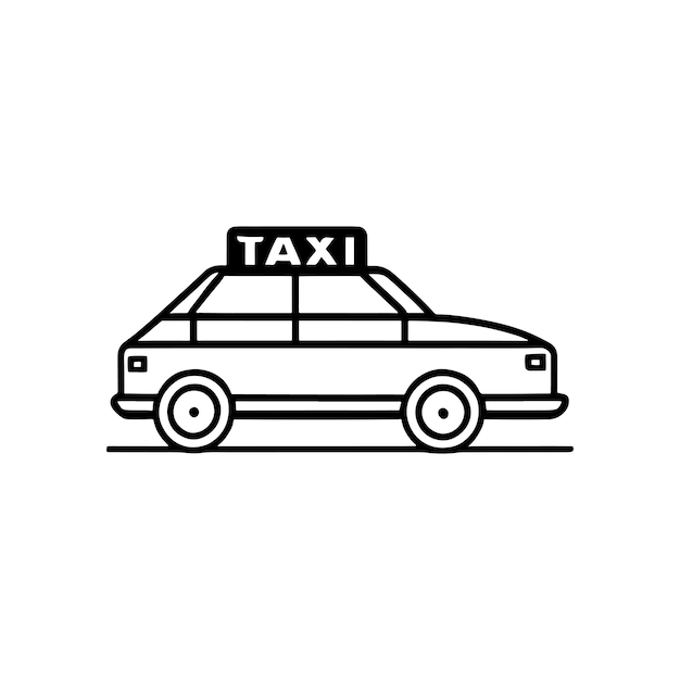 Vettore illustrazione di linea di macchina da taxi