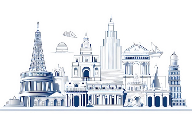 Line Illustration Travel Landmark