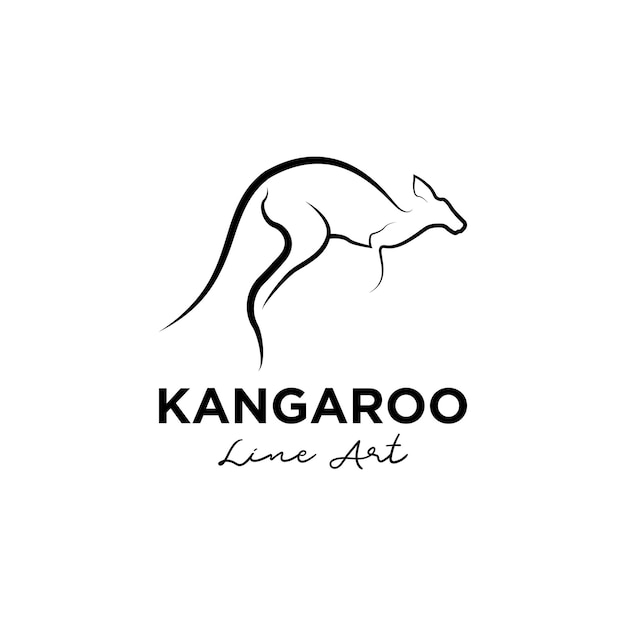 Line kangaroo logo template abstract wallaby vector design animal illustration