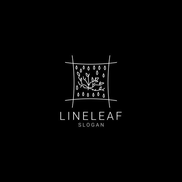 Modello icona del design del logo line leaf