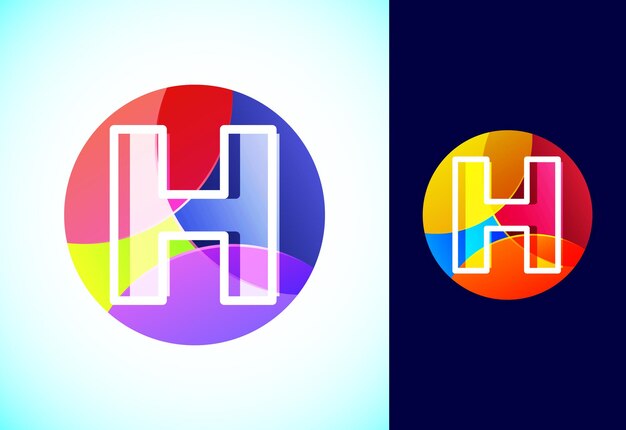 Vector line letter h on a colorful circle graphic alphabet symbol for business or company identity