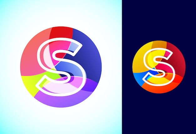 Vector line letter s on a colorful circle graphic alphabet symbol for business or company identity