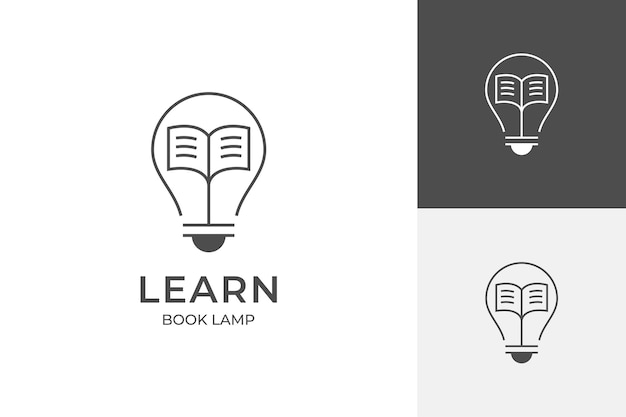 Line light bulb learning logo design reading book with lamp light logo icon symbol open book with lightbulb vector icon element for knowledge understanding wisdom in study