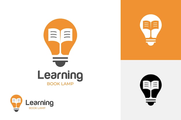 Vector line light bulb learning logo design reading book with lamp light logo icon symbol open book with lightbulb vector icon element for knowledge understanding wisdom in study