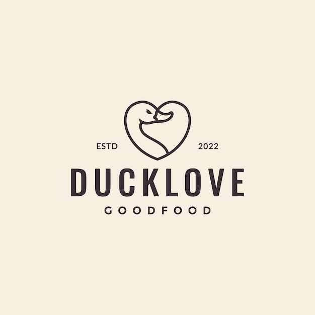 Line love with duck logo design vector graphic symbol icon illustration creative idea