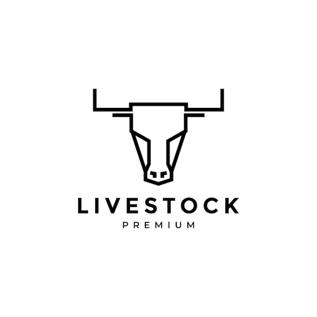 Line minimal head cow modern logo design