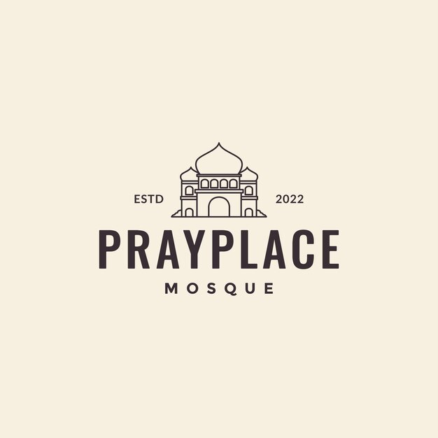 Line minimal mosque hipster logo