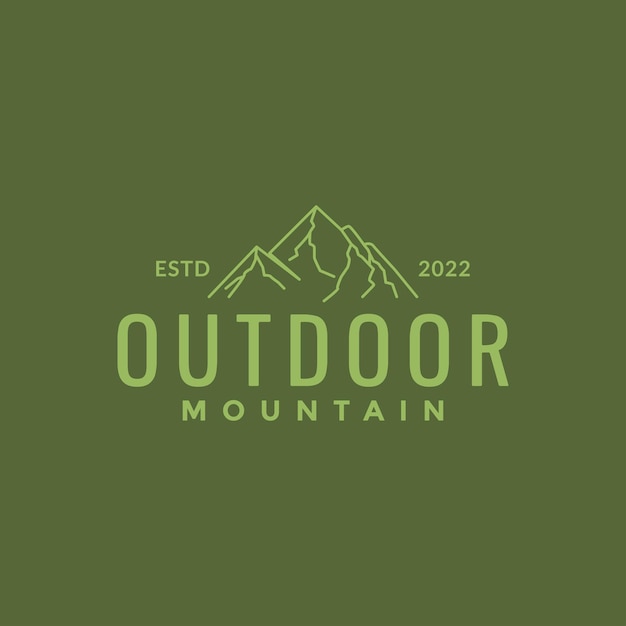 Line mountain green minimal outdoor logo design vector graphic symbol icon illustration creative idea