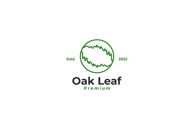 Line oak leaf logo design vector template illustration