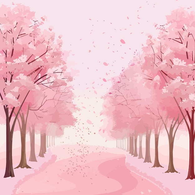 Vector line_of_cherry_blossom_tree_background_vector