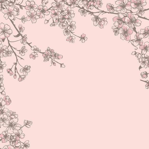 Vector line_of_cherry_blossom_tree_background_vector