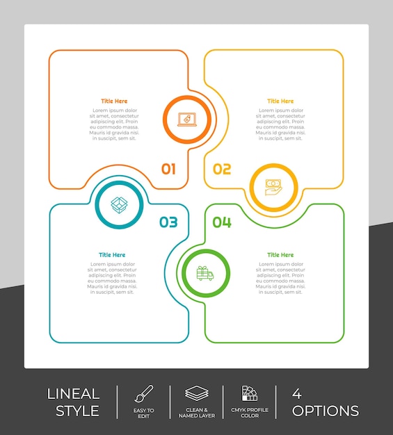 Vector line option square infographic with paper effect concept for finance corporate option infographic can be used for presentation brochure and marketing