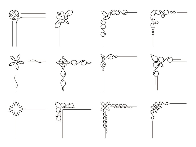 벡터 선 장식 코너 장식적인 번성 요소 우아한 켈트 소용돌이