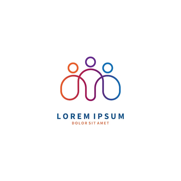 Line people family symbol logo vector