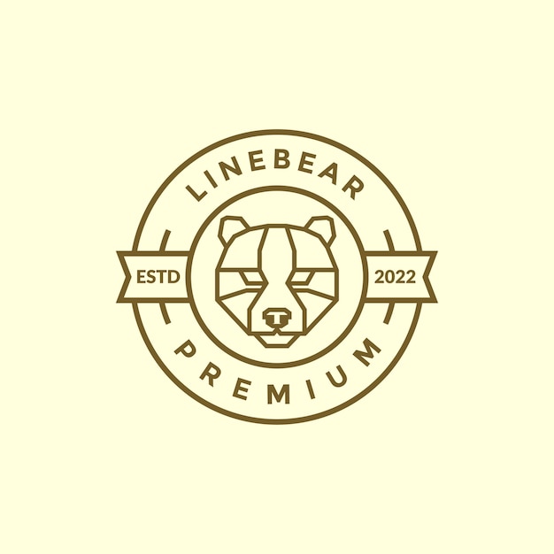 Линия многоугольника голова медведя значок дизайн логотипа векторный графический символ значок иллюстрации креативная идея