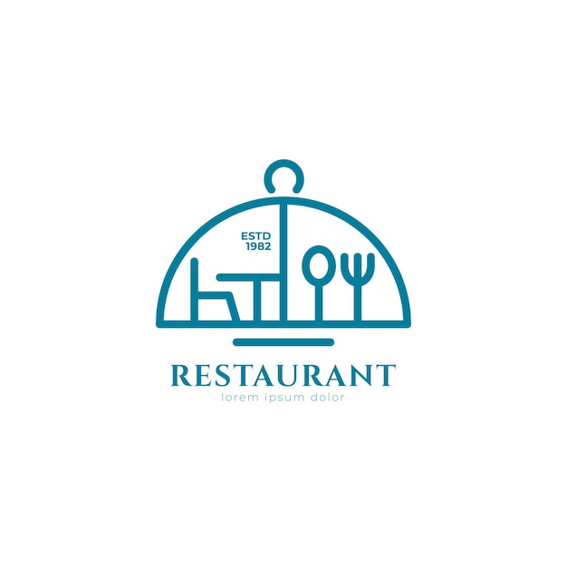 ラインレストランのロゴミニマリストスタイルのベクトル