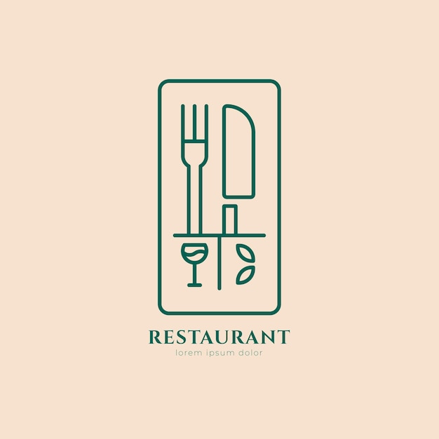 Vector line restaurant logo minimalist style vector