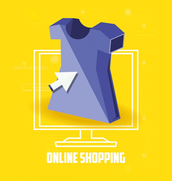 Vector on line shopping with desktop