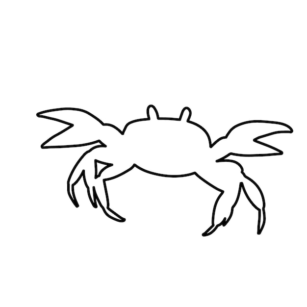 Vector line silhouette crab on a white background sea ocean underwater world