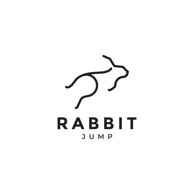 Line simple rabbit jump minimal logo design vector graphic symbol icon illustration creative idea