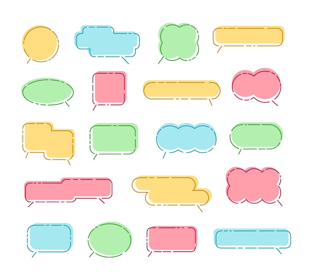 Line speech bubble frames Smart callout box simple chat frame and with editable stroke paths vector set