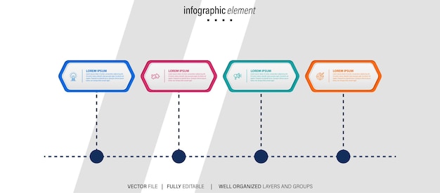 Vector line step infographic 4 options workflow diagram number infograph process steps chart with line i