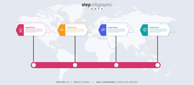 Line step infographic 4 options workflow diagram number infograph process steps chart with line i