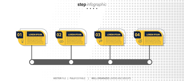 Line step infographic 4 options workflow diagram number infograph process steps chart with line i