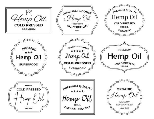 Line sticker with the inscription hemp oil set