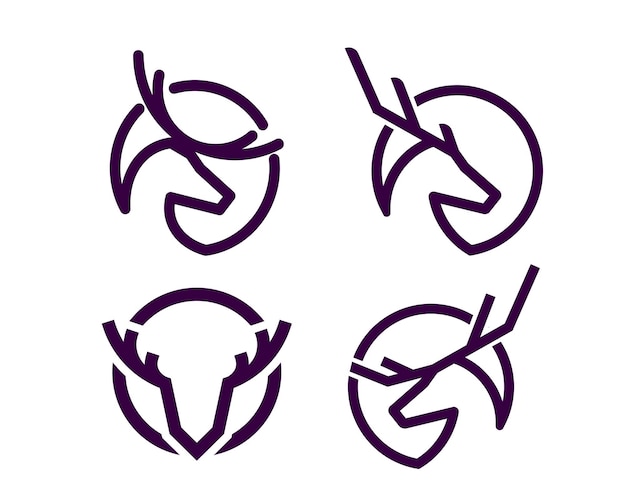 line style deer head logo set