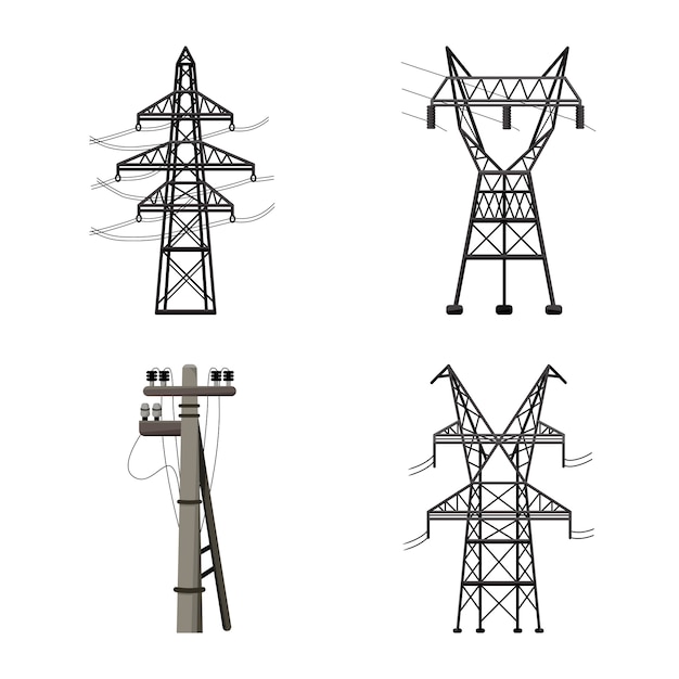 in line style transmission of electricity cartoon icon.