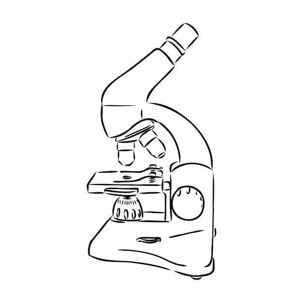 Line style vector illustration of microscope. Logo of microscope. Vector illustration