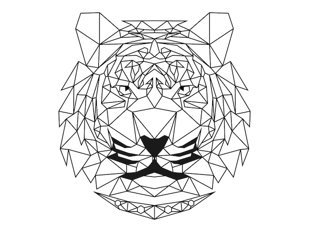 Vector line of tigger head polygonal