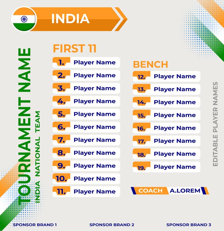 वेक्टर line up for first 11 of india sports team