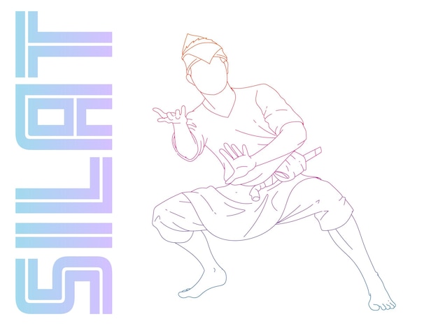 a line vector of silat a malay martial art