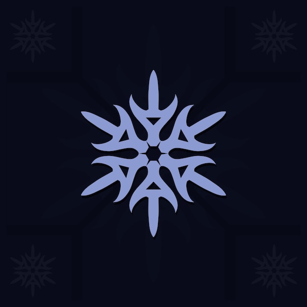 Vector a line of white ice crystal snowflakes on a dark blue background symbol of winter