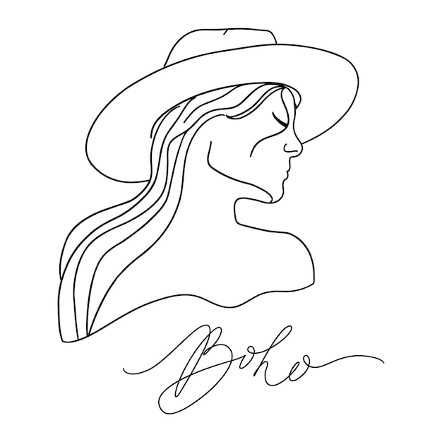 Line woman wall art Boho outfits Contemporary portrait Abstract Line Drawing