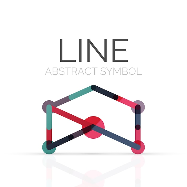 Lineair abstract logo verbonden veelkleurige lijnsegmenten geometrische figuur