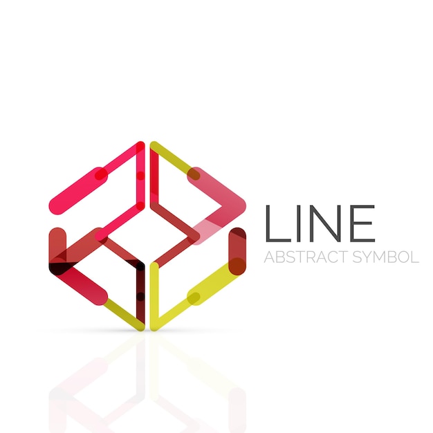 Lineair abstract logo verbonden veelkleurige lijnsegmenten geometrische figuur