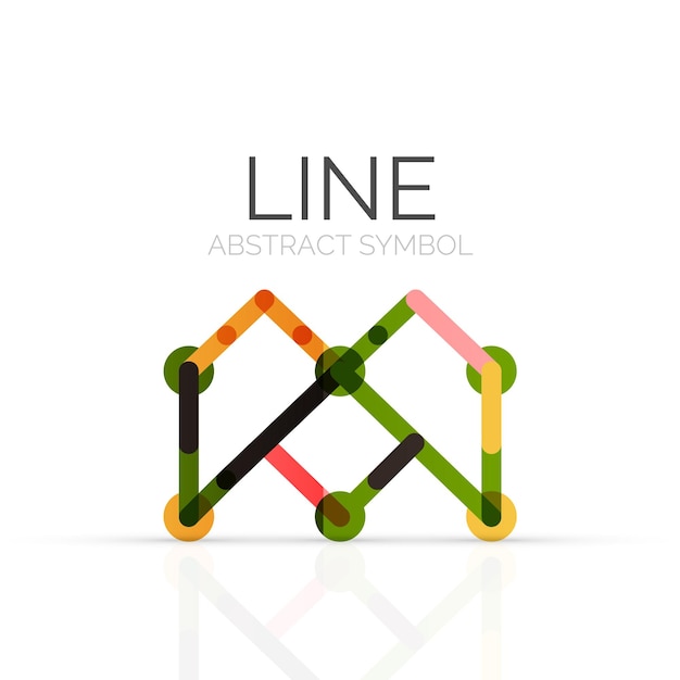 Lineair abstract logo verbonden veelkleurige lijnsegmenten geometrische figuur