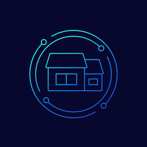 lineair ontwerp van het icoon van de uitbreiding van het huis