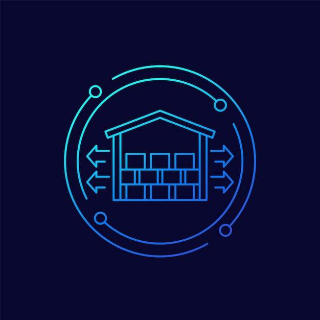 lineair ontwerp van het opslag- en distributie-icon