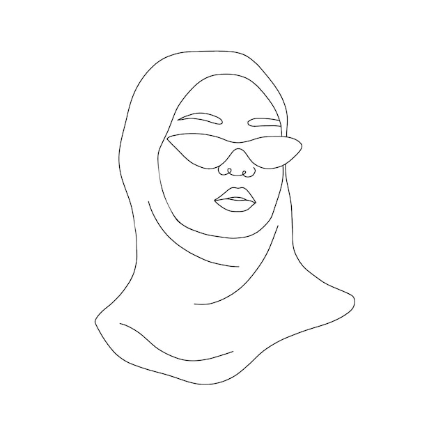 Lineaire Arabische vrouw in hijab Hedendaags minimalistisch vrouwelijk portret