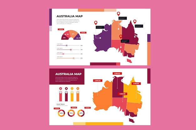 Vector lineaire australië kaart infographic